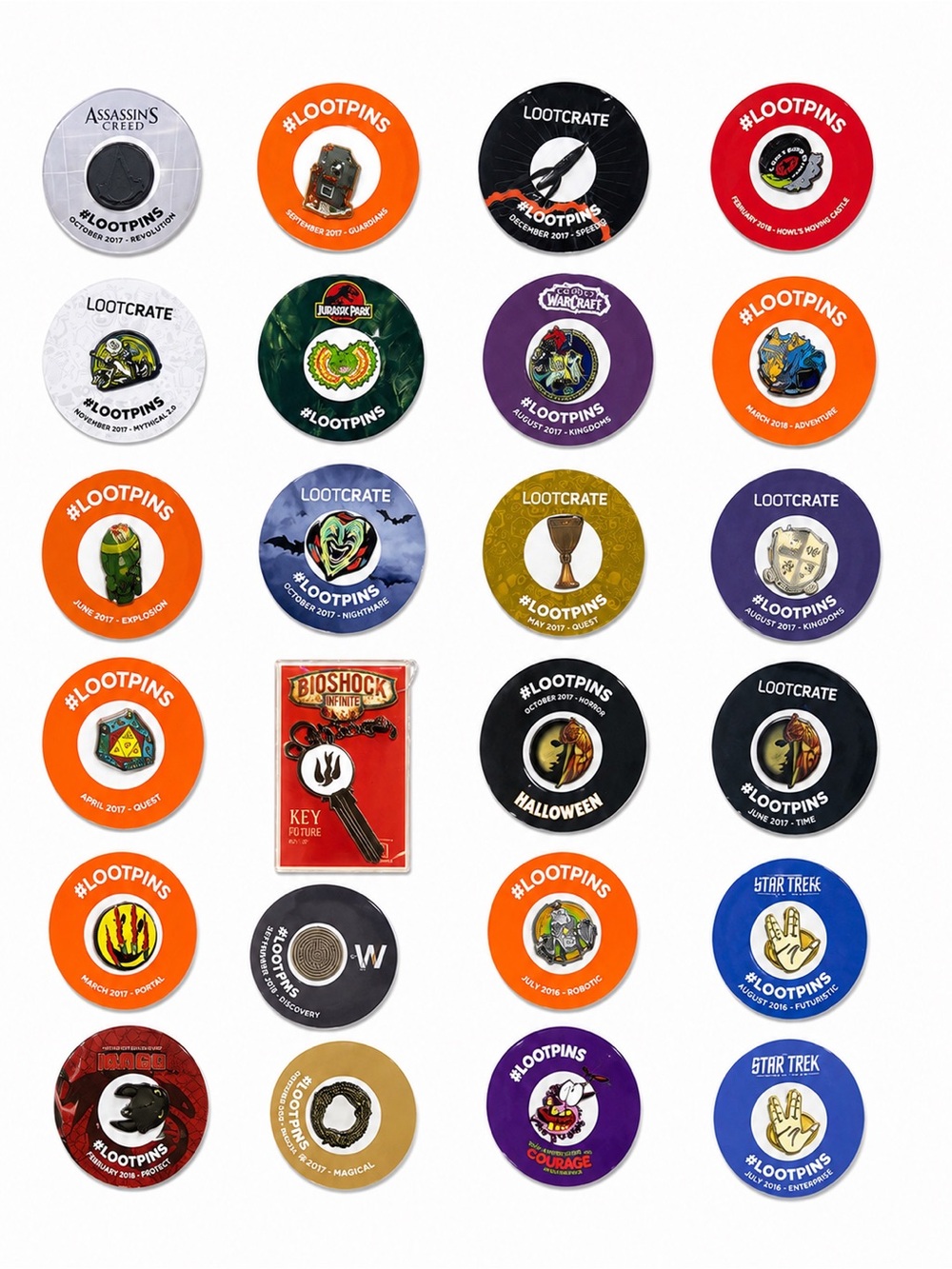 Loot Crate Collectible Game & Fandom Pins - Multi Color Set